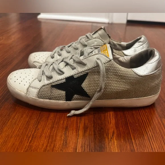 Golden Goose Silver and Black Woven Sneakers - Picture 1 of 7